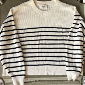 Aritzia Wilfred Maria Striped Merino/Cotton Crewneck Sweater XL